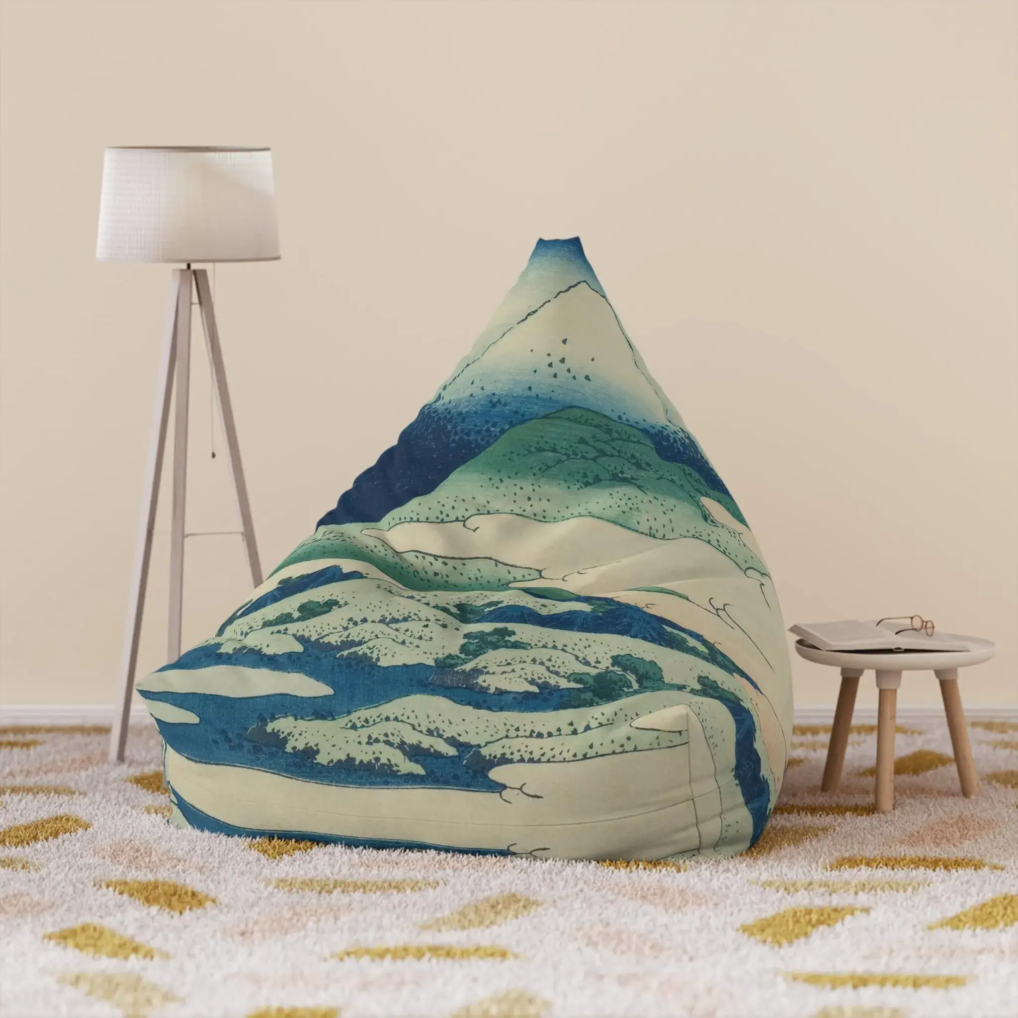 Umezawa Marsh Bean Bag Chair Cover - Ukiyo-e Art by Katsushika Hokusai, Japandi Style Decor - Cover Only, No Filling Included