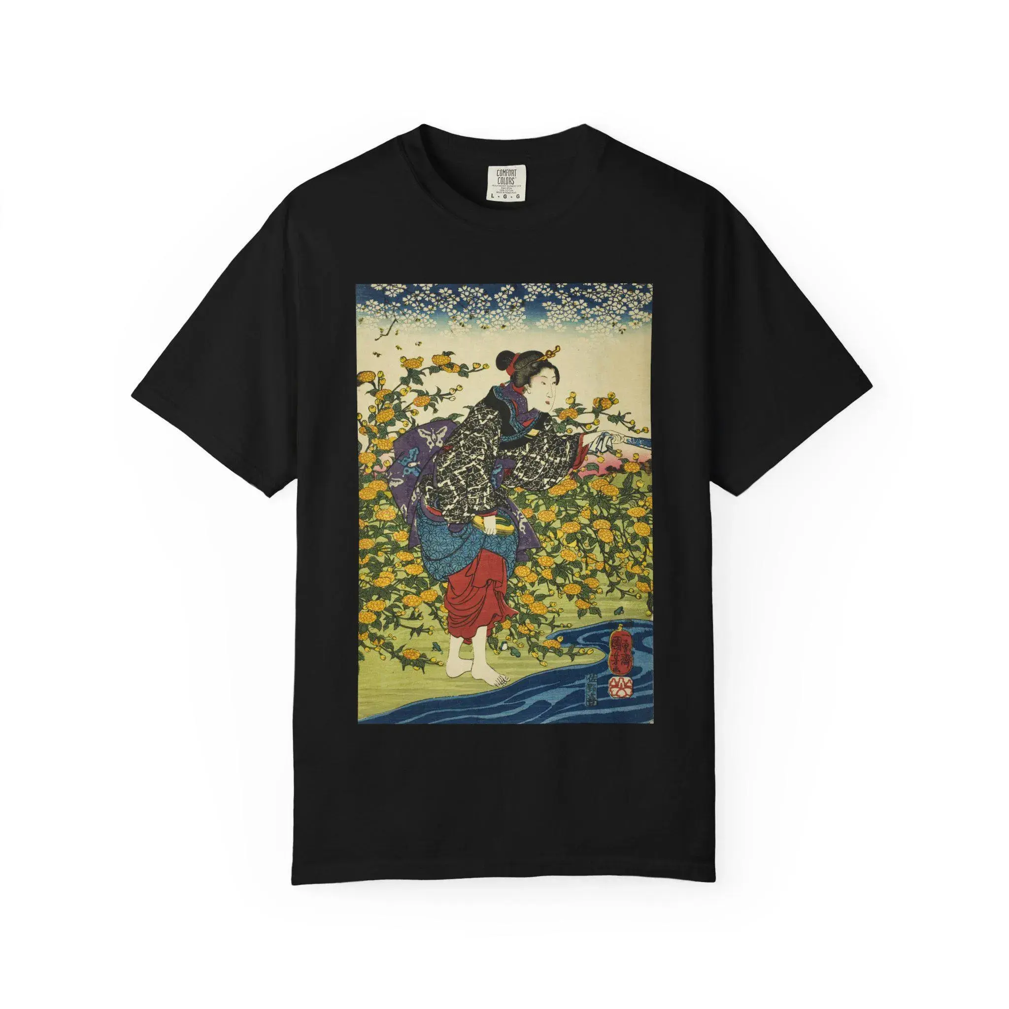 The Ide Jewel River in Yamashiro Province by Utagawa Kuniyoshi - Unisex Garment-Dyed T-Shirt - Japanese Ukiyo-e Art Tee